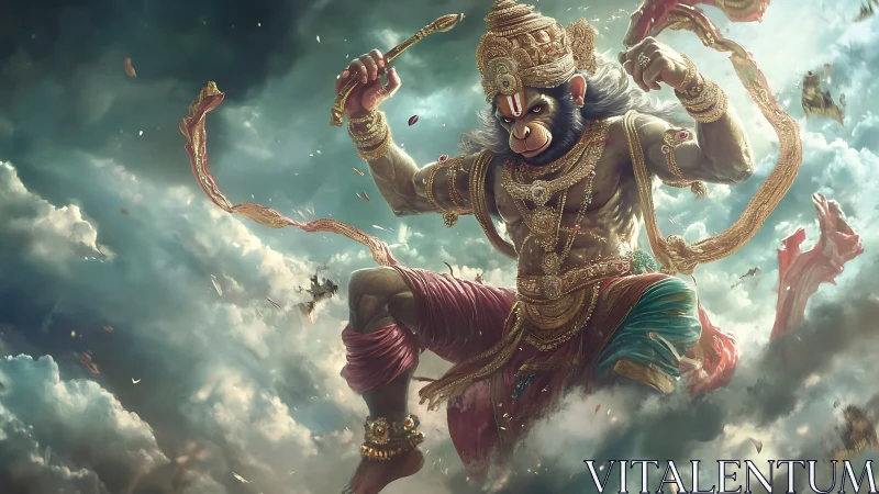 Sky-leaping monkey warrior wrapped in swirling golden light.