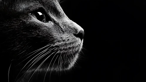 Feline Profile: Luminous Eyes Pierce Velvet Darkness.