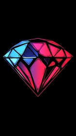 Neon prism diamond icon with dual-tone gradient glow.