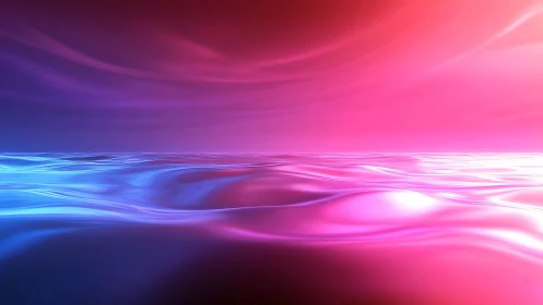 Neon gradient seascape with luminous liquid horizon