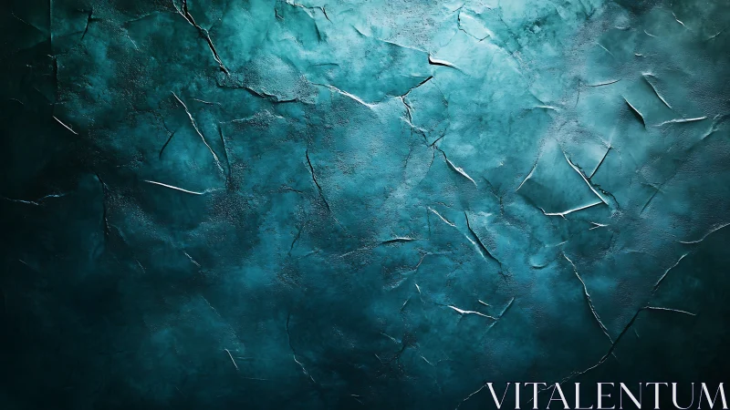 Textured turquoise cracked surface with uneven lighting.