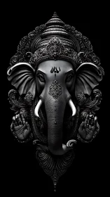 Graceful Ganesh portrait glows with ornate silver detail