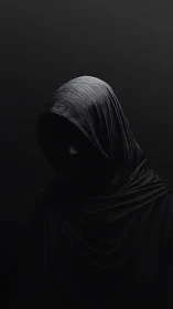 Velvet shadow figure wrapped in nocturnal whispers.