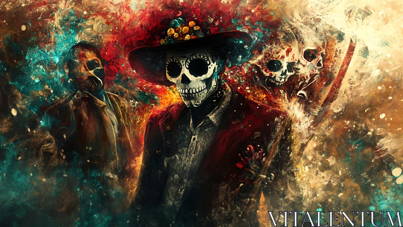 Chromatic calavera procession in turbulent spectral fields.