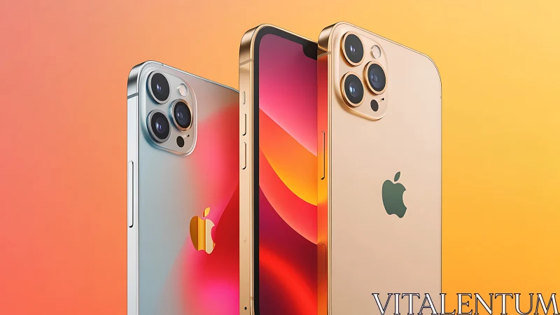 Three iPhones Dancing Through Sunset Gradients and Metallic Dreams.