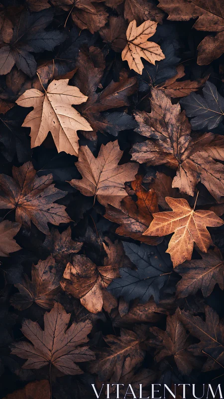 Copper whispers of fallen maple leaves quietly weave