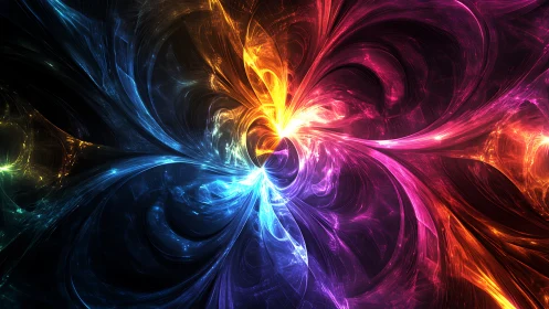 Chromatic energy vortex with radiant spectral filaments.