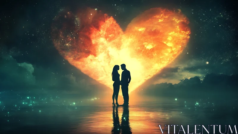 Two Hearts Ignite Under a Fiery Sky of Love