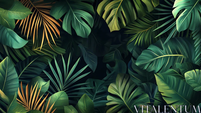 Lush jungle leaves weaving a calm tropical hideaway.
