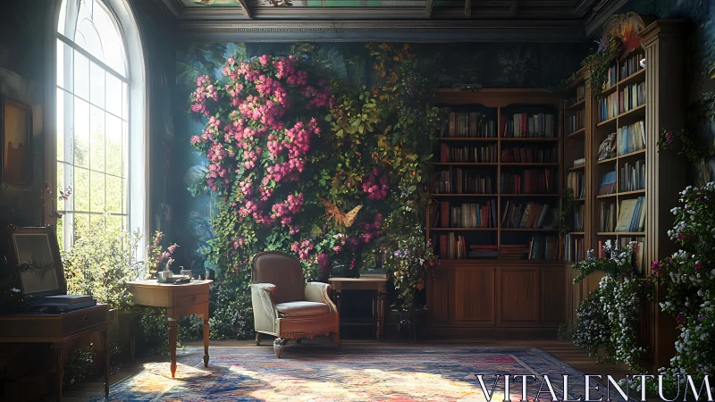 Sunlit garden library invites quiet reading and daydreams