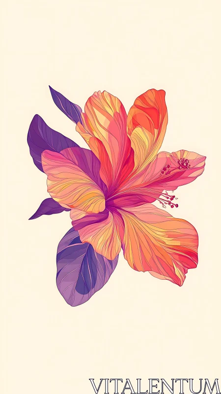 Layered Tropical Flower with Gradient Color Segments.