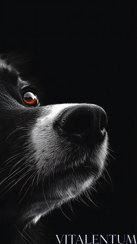 Canine profile close-up in dramatic low key chiaroscuro study.