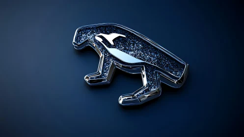 Chrome falcon emblem with deep blue glitter inlay.