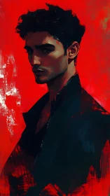 Brooding midnight stranger carved from red stormlight.