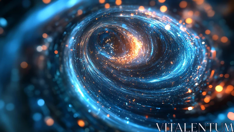 Luminescent particle vortex simulates high-energy spacetime tunnel