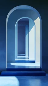 Calm blue arches inviting you into quiet rooms of light.