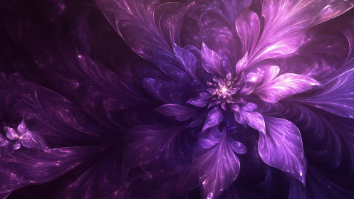 Radial violet fractal blossom unfolds in luminous digital depth