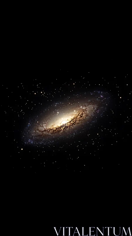 Edge-on barred spiral galaxy in sparsely populated space.