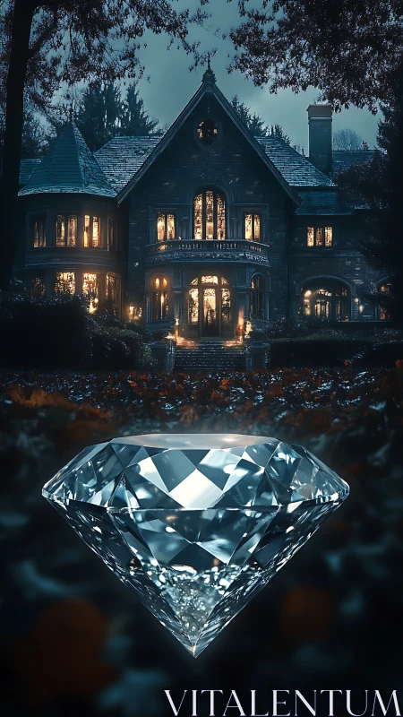 Midnight manor glows above a secret, impossibly bright diamond.