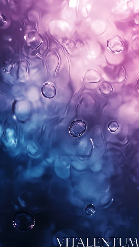 Iridescent droplets drifting through violet blue blur.