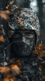 Eyes in the autumn camouflage, quietly watching the forest.