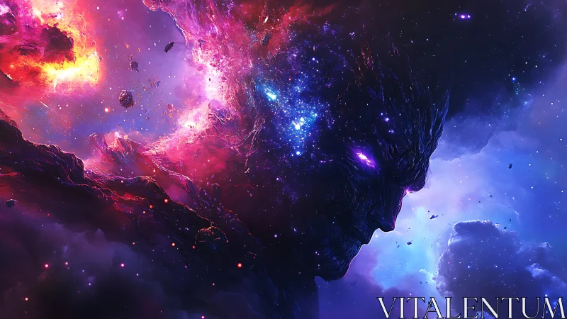 Cosmic titan awakens within a nebular storm of starlight.