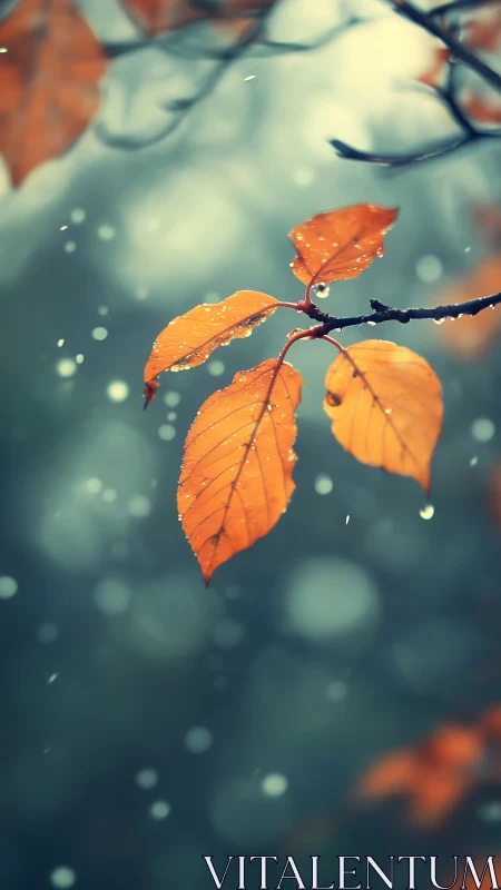 Close-up of orange autumn leaves with shallow focus background.