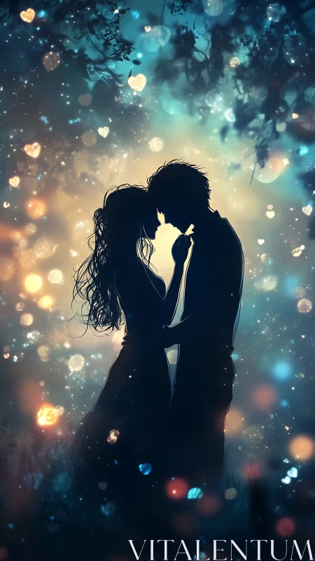 Two souls converge as light dances through dimensional possibilities