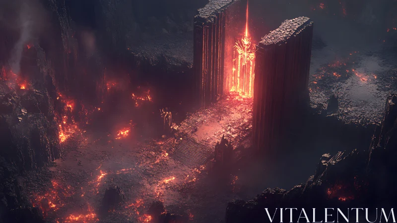 Molten Cathedral: Divine Gateway Ablaze in Inferno.