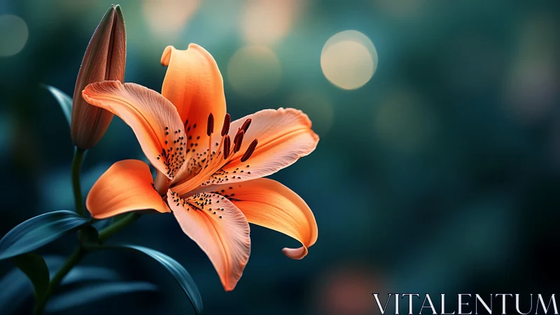 Luminous Tiger Lily in Soft Bokeh Light.