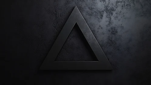Black triangular frame on dark textured concrete surface.