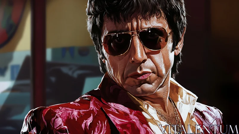 Velvet glare of a street king in molten neon sunlight.