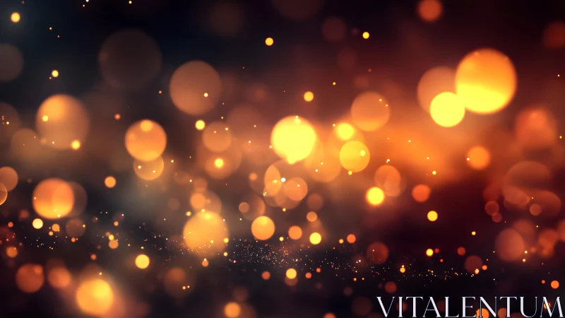 Glowing Golden Bokeh Lights on Dark Background, Abstract Style.
