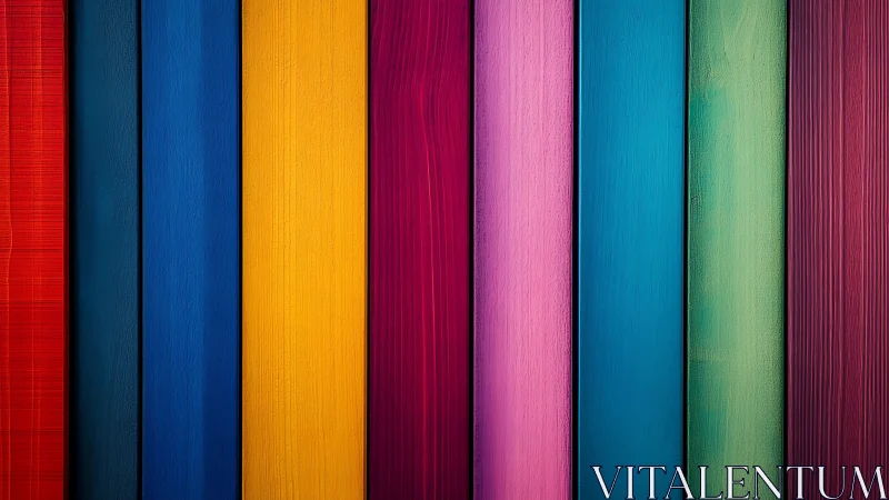 Vertical multicolor painted wood planks with fine grain texture
