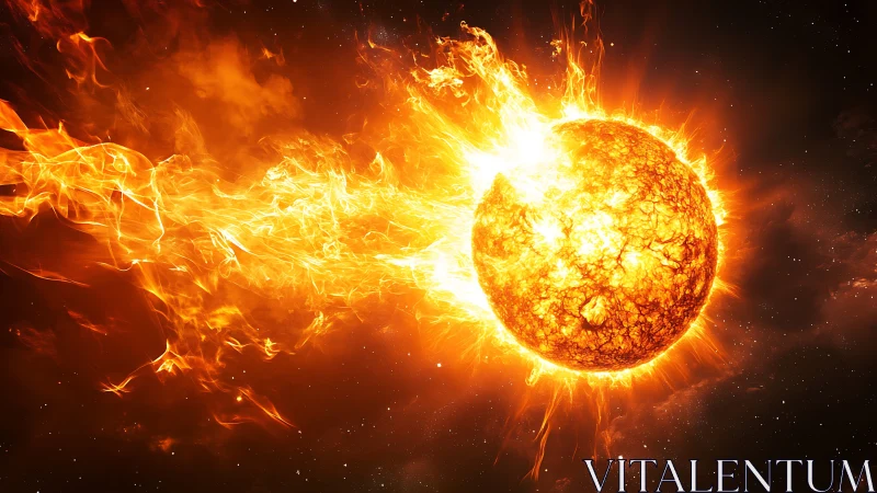 Solar inferno hurls a flaming ribbon across the silent void