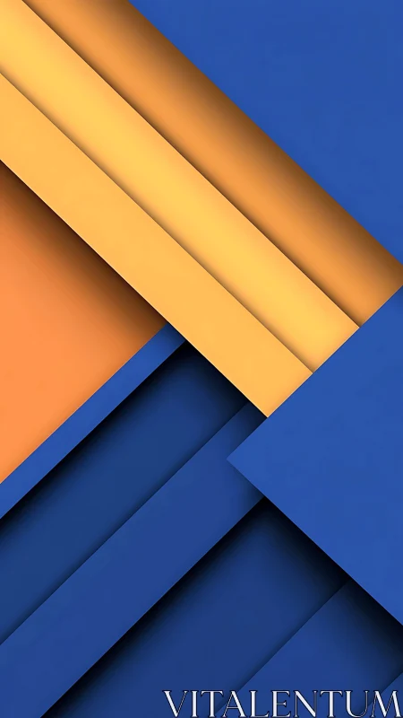 Orthogonal blue–amber planes in layered geometric abstraction.
