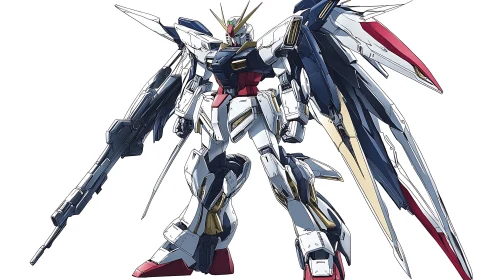 Winged mecha paladin poised for stellar frontline glory.