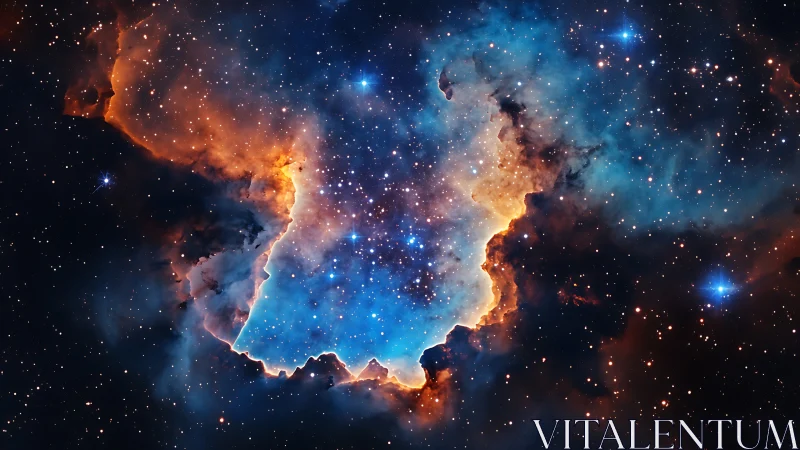 Ionized stellar nursery with high-contrast emission nebula contours.