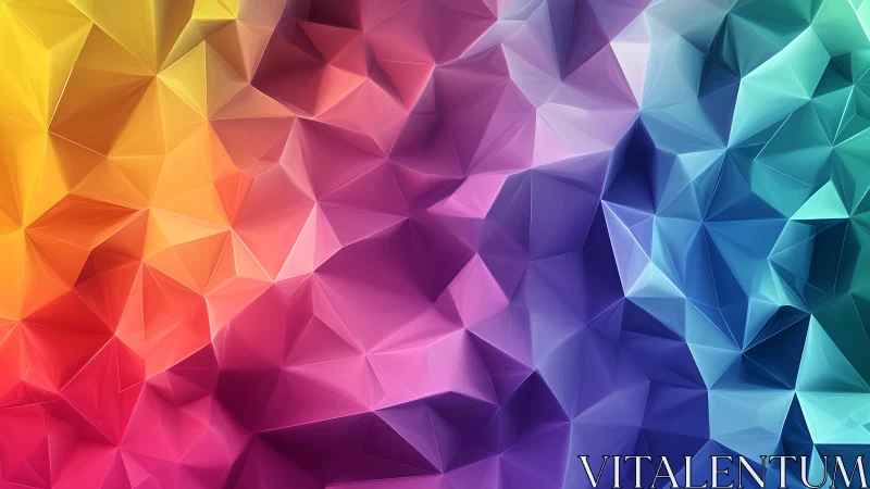 Spectral low‑poly gradient mesh with faceted polygonal topology.