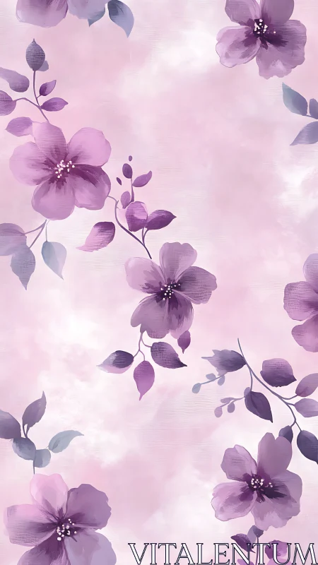 Translucent Botanical Study: Layered Purple Floral Composition.