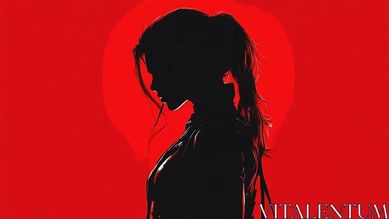 Silhouetted warrior stands in red light, embodying quiet resolve