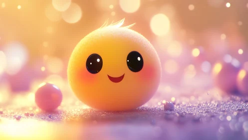 Tiny sunbeam sprite grins through a glittering pastel dawn