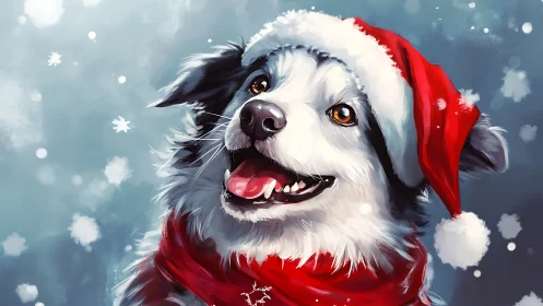 Snowy shepherd of cheer grins under a bright Santa hat