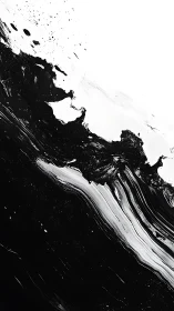 Monochrome ink waves crash across stark negative space.