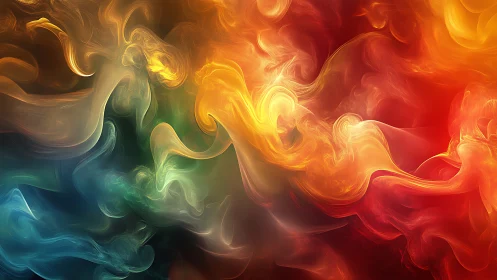 Color gradients form swirling, semi-transparent fluid plumes