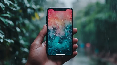 Rainy Day Beauty: Colorful Wallpaper in Hand