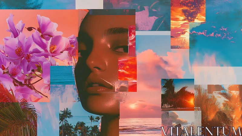 Sunlit memories collaged in tropical color and quiet glow.