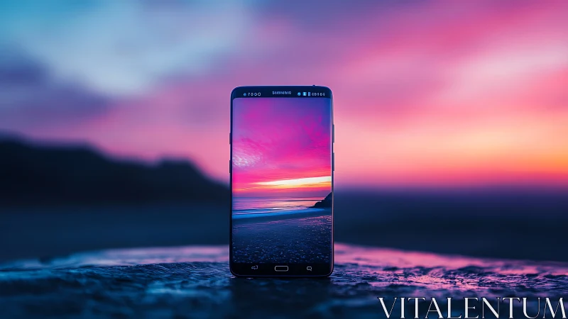 Phone Portal Captures Sunset's Fiery Symphony