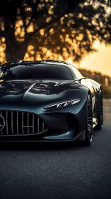 Low-angle hypercar study with cinematic sunset reflections.