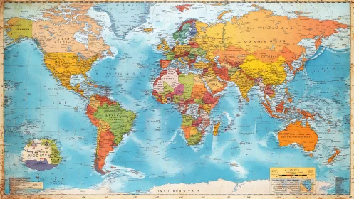 Colorful vintage world map inviting curious travel dreams.